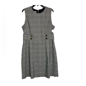 Sleeveless Glen Plaid Sheath Dress - Black/White